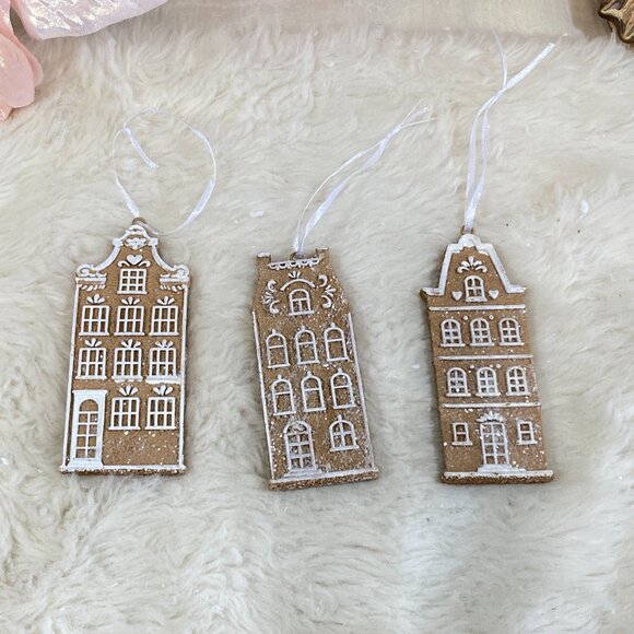 Cupcakes & Cashmere Gingerbread House Ornaments Set Of 6 Christmas Tree New - Picture 4 of 5
